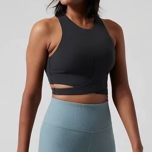 NWT Athleta Conscious Cut Out  Crop Tank Top Large D-DD Black Women's